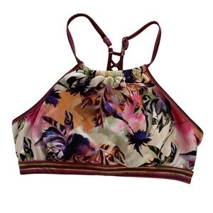 Title Nine Namaka swim top bikini high neck racerback caged maroon size Medium